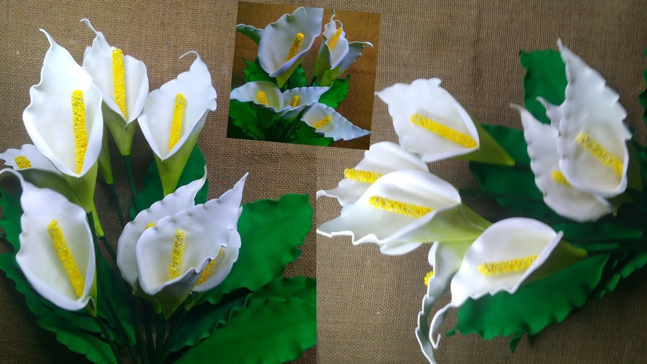 MALI ART : DIY CRAFT : How to Make Calla Lily Flower Frome Foem Sheet සුදු ලිලී