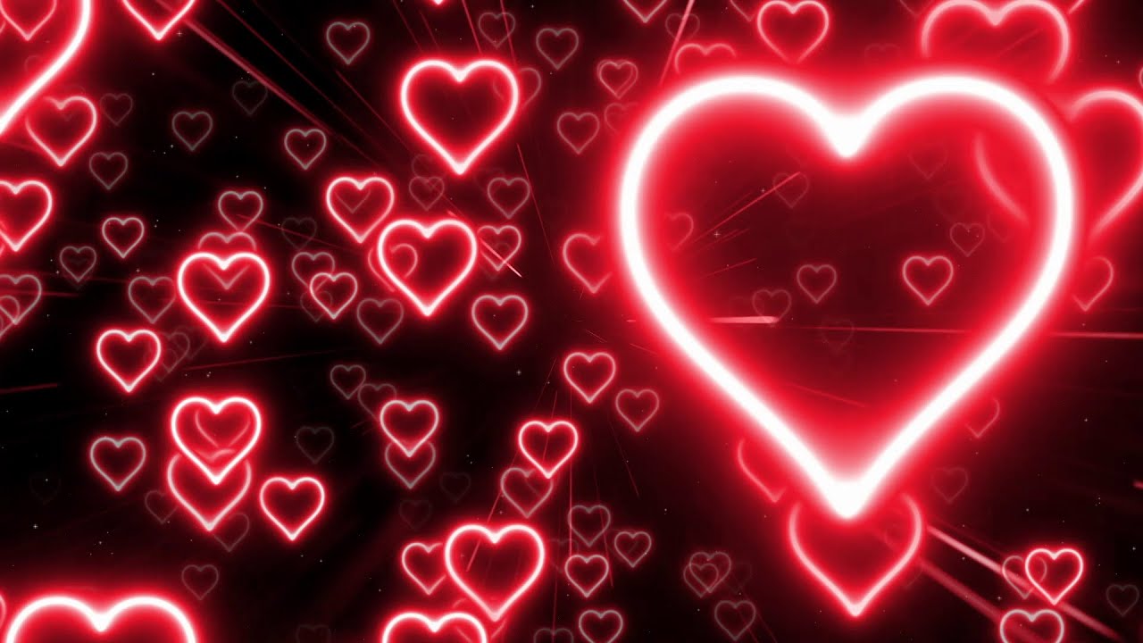 Neon Lights Love Heart Background Video (1-Hour No Sound) ๐ Red Neon ...