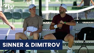 Jannik Sinner vs Grigor Dimitrov on the practice courts BNP Paribas Open - pre-match Miami ATP Final