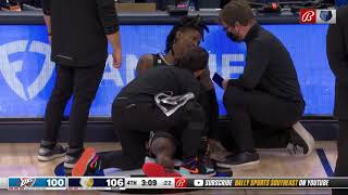 Ja Morant was helped to the locker room after an ankle injury vs the Thunder