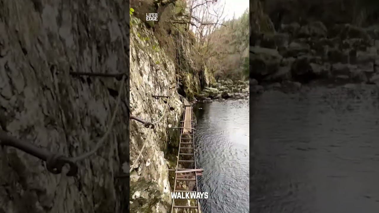 Hiking a dangerous trail 