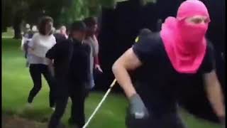 Guy Hits Antifa Member In The Head With A Pan.