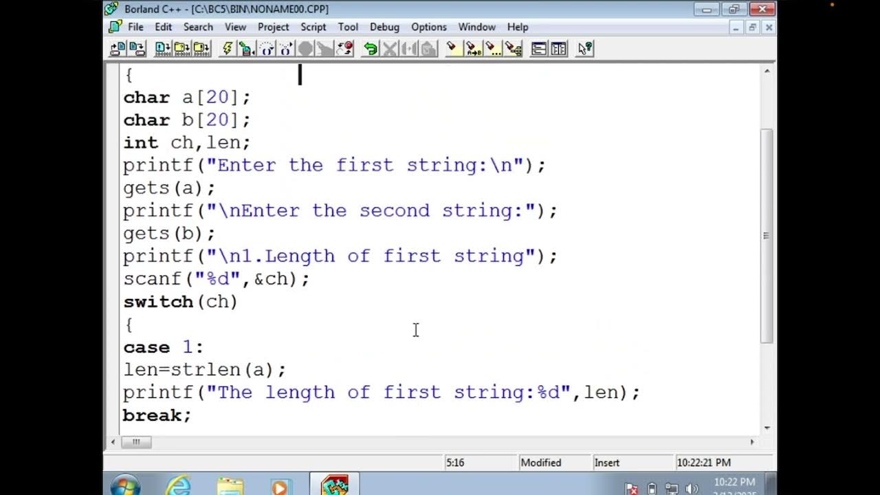 Problem solving using c | string operations using switch case - YouTube