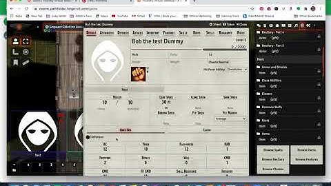 How to add items to your character sheet in Foundry VTT, using the Pathfinder 1 edition system