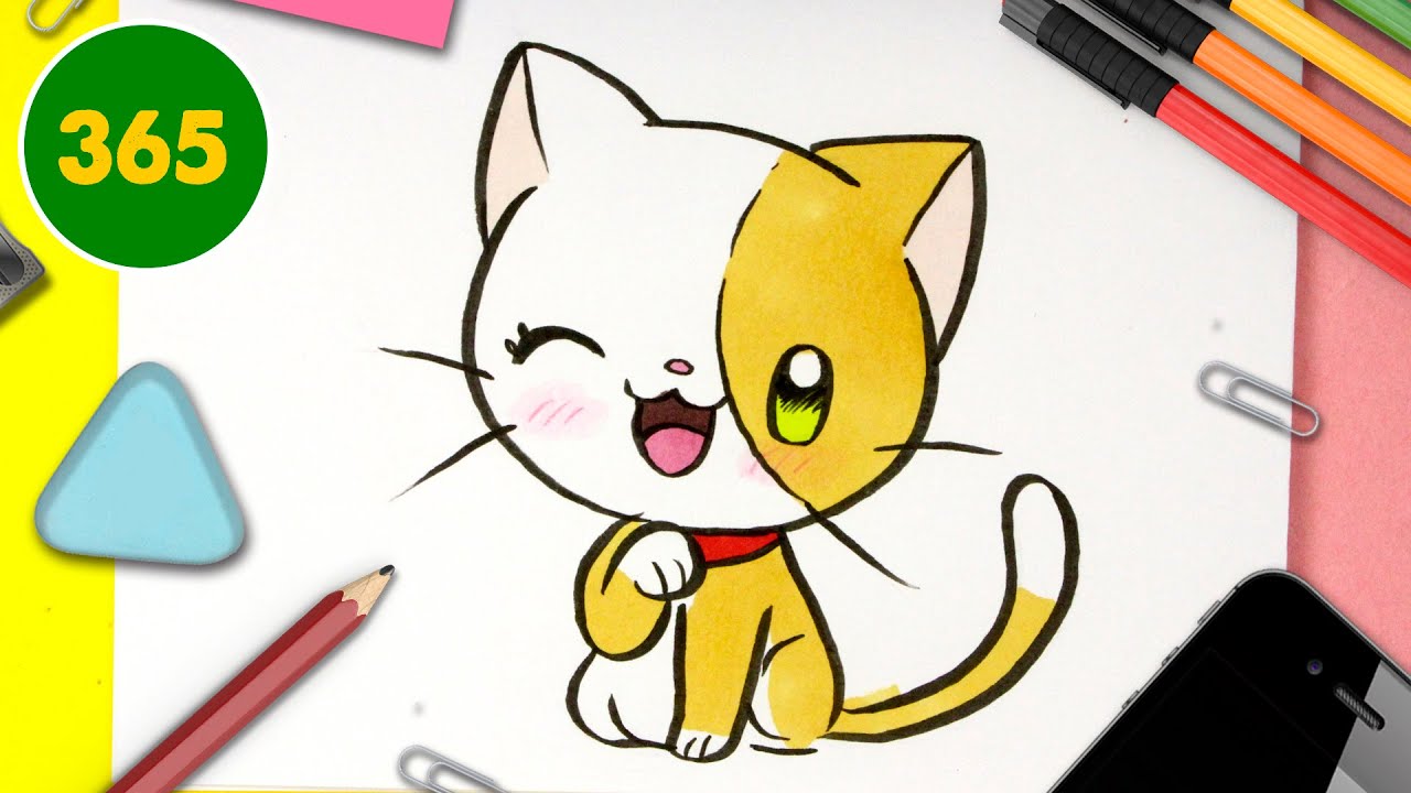 COME DISEGNARE GATTO KAWAII- Come disegnare animali - YouTube