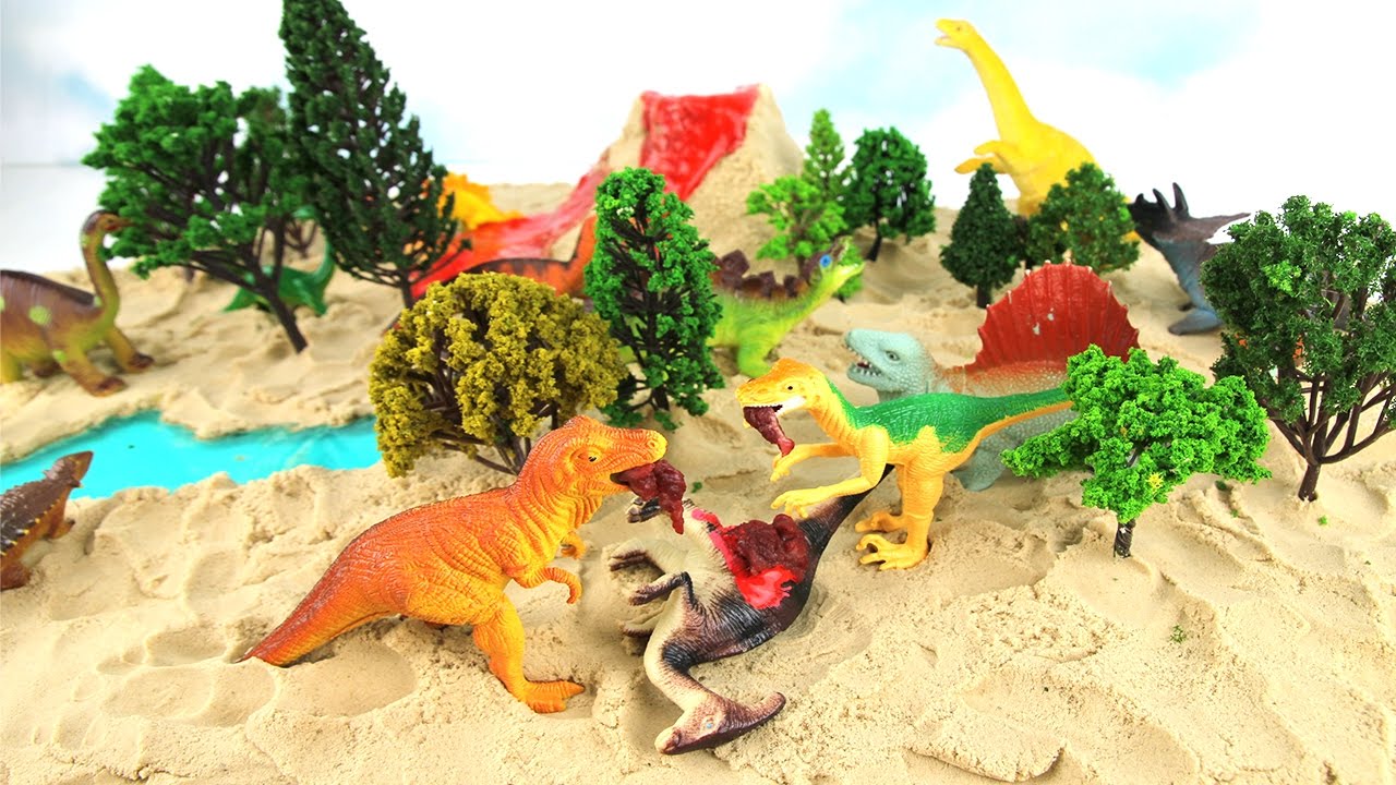 Mini Beach Volcano T-Rex - Learning Dinosaur Names Sound For Kids