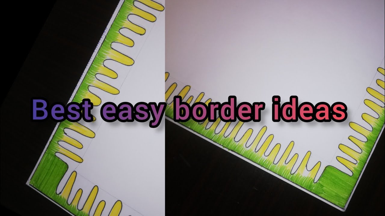 easy border design idea||satisfying video||school project - YouTube