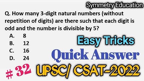 How many 3-digit natural numbers such that each digit is odd. UPSC CSAT Exam| IAS CSE
