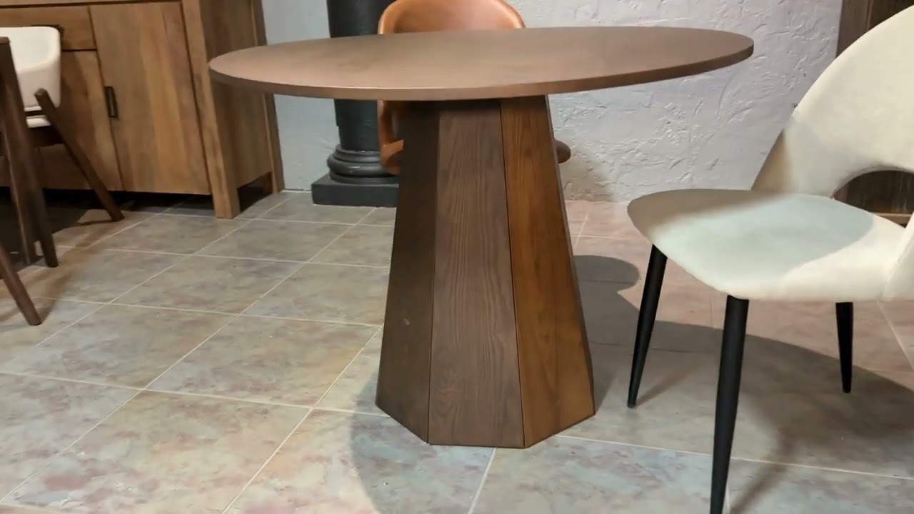 SIDNEY Dining Table | Sculptural Pedestal, Ash Veneer & Walnut Finish | Zoya Home