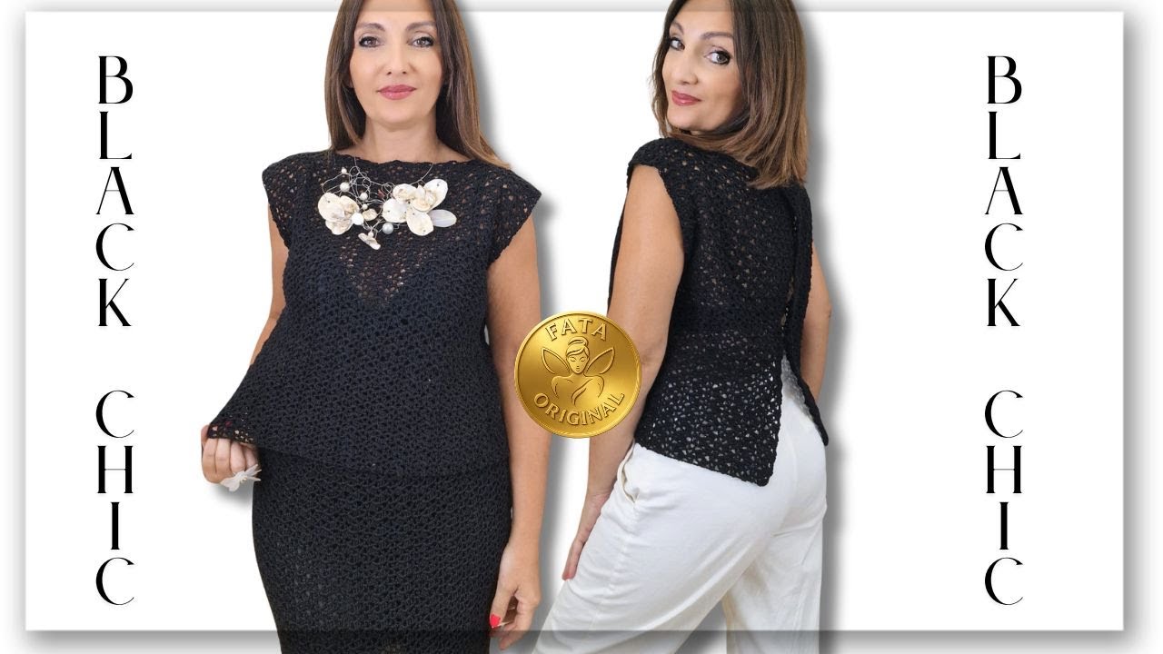 Blusa Black Chic a Uncinetto – Tutorial Facile, Elegante e Veloce in 3 Pannelli