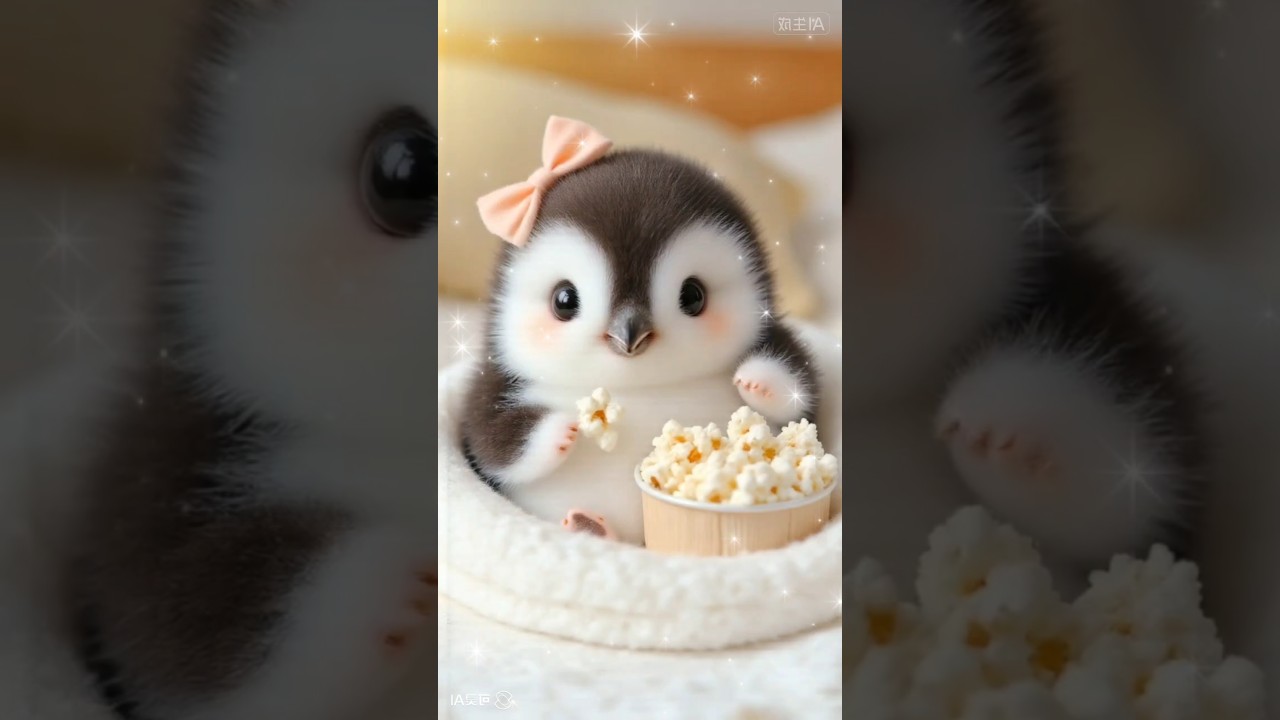 Penguin eating popcorn