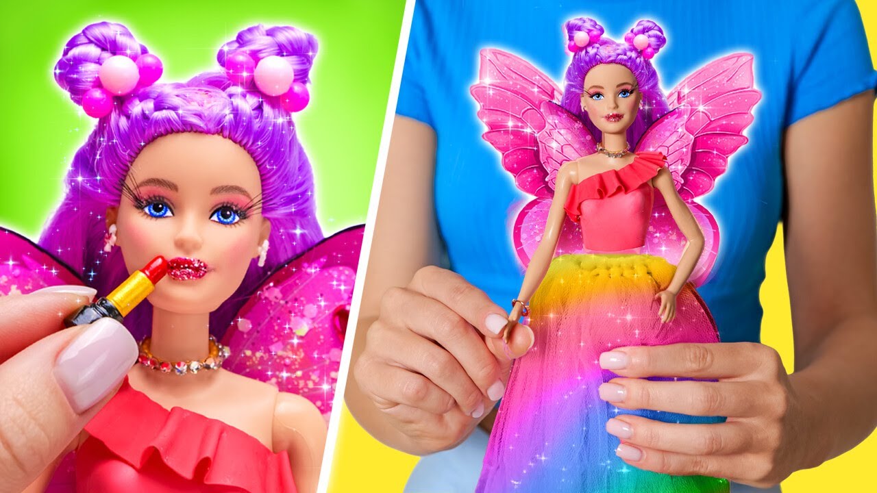 حيل صنع يدوية لتحويل الدمى! 🛁✨ حمام، شعر، فستان وحتى أجنحة!