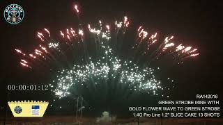 PRO142016 Green Strobe Mine with Gold Flower Wave to Green Strobe