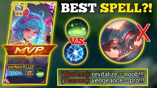 WHICH BATTLE SPELL IS BEST? (MYTHICAL HONOR) | CICI VS. THAMUZ -MLBB🔥 #cicimlbb #cici #ciciplays