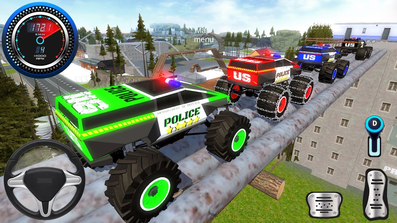 Juegos De Carros - Police Monster Trucks Impossible Driver #2 - Car Extreme Racing Android Gameplay