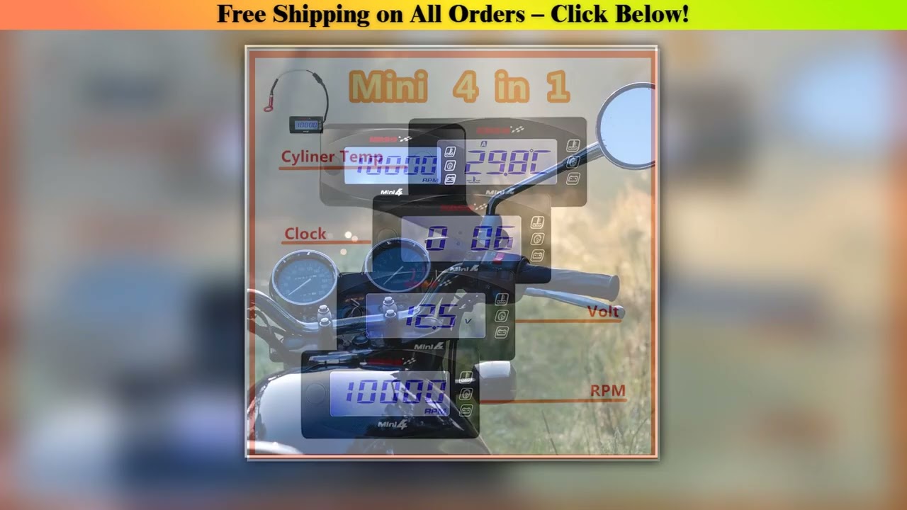koso 4 in 1 cylinder temperature Display meter Motorcycles cylinder temperature Voltmeter Time RPM