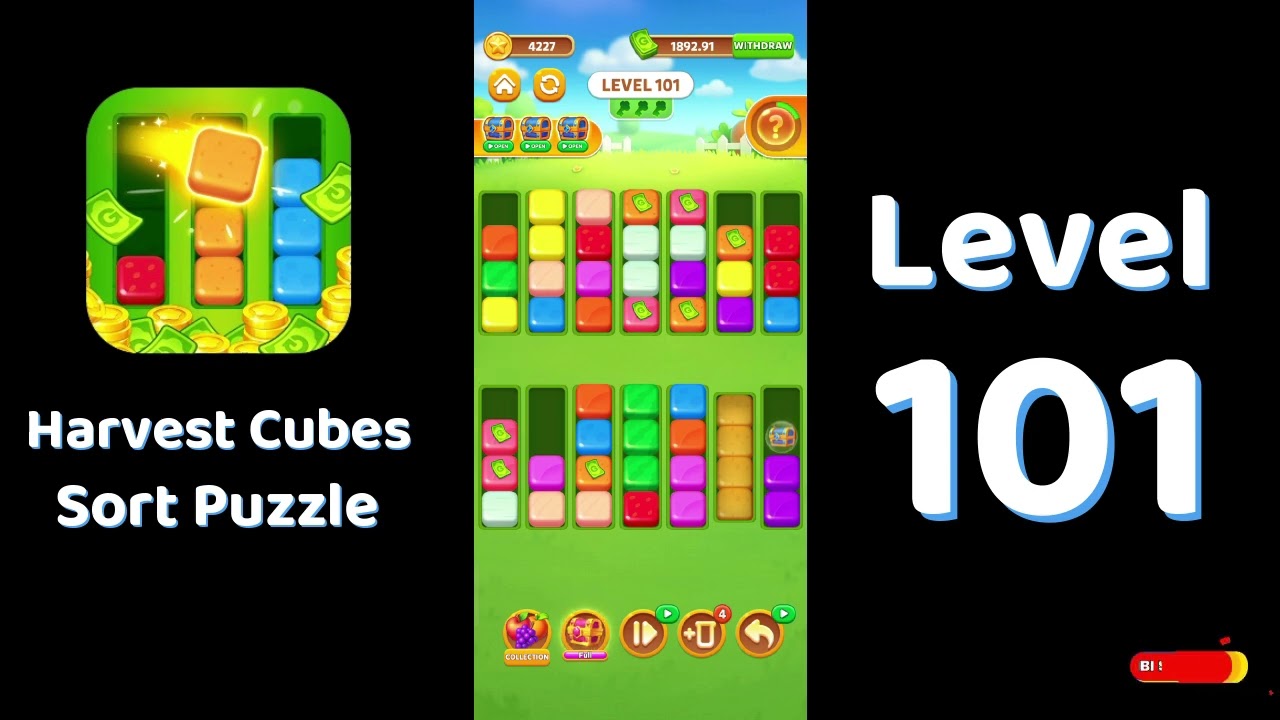 🎮 Harvest Cubes Level 101 Walkthrough 🌱🧩 | Relaxing Sort Game | Solutionguruji