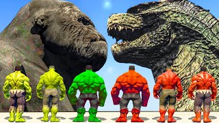 GODZILLA VS KING KONG | Team Red Hulk vs Hulk Army - What If Battle Superheroes
