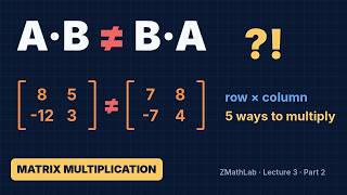 Why AB ≠ BA! Matrix Multiplication Explained 5 Ways | Linear Algebra Lecture 3 (Part 2)