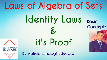 Identity Laws and proof (in English) : Laws of Algebra of Sets for Class 11 Maths