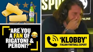 ARE YOU A FAN OF RIGATONI & PERONI ?? Goldstein & Cundy lose it at Klobby's hilarious Italy XI