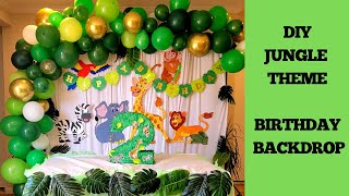 Jungle theme birthday decoration \/ balloon garland backdrop \/Safari Animal Zoo Jungle Birthday Party