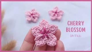 SUPER EASY! Crochet Cherry Blossom | Crochet Sakura Flower | Bunga rajut | Tutorial for beginner