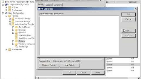 Block Yahoo Messenger using Group Policy in Windows Server 2008