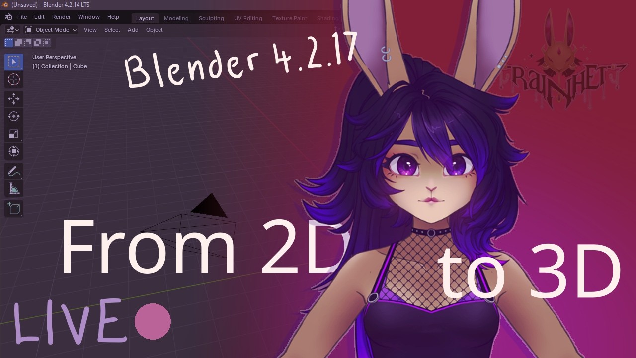 ♡ Modeling a VTuber bunny girl from scratch! Blender 3D ✧♡ Live! ✧ 10
