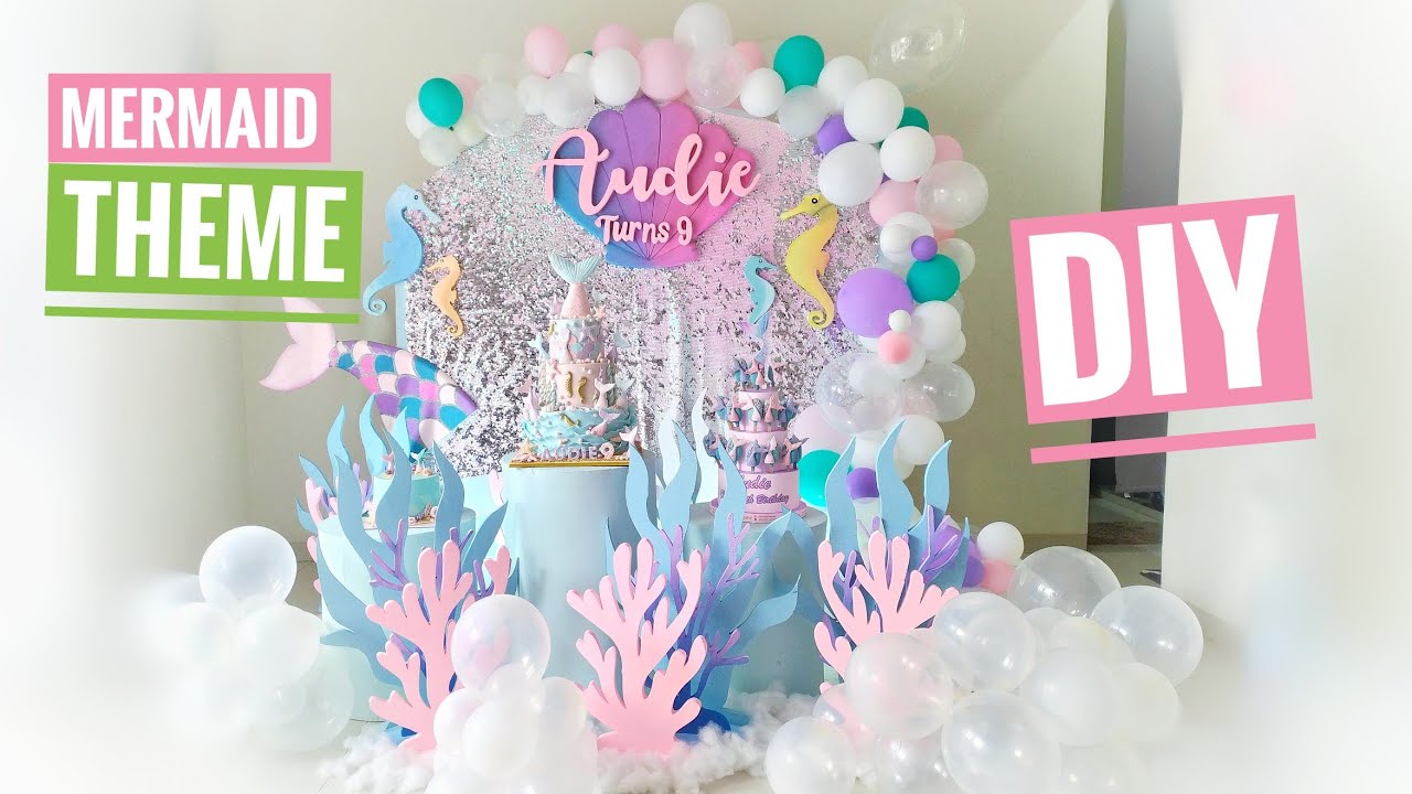 DIY - setup sequin backdrop for mermaid theme birthday decoration - YouTube