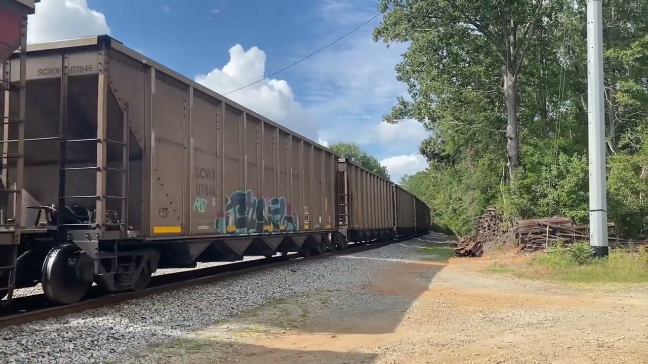 CSX C319 w/ 31 year old CW44 leading as CSX 7108 leads it out of Maxwell Yard on 9-25-25
