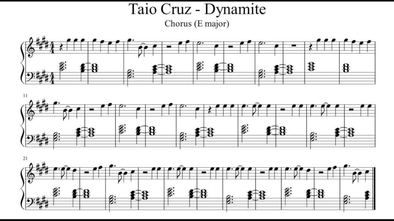 dynamite taio cruz chorus piano sheet music transcription dynamite piano sheet music