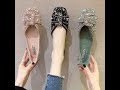 ビジュー付き リボンフラットパンプス