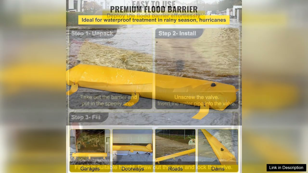 Flood Barrier 12 ft Lengthx12 in Height Sandbag Alternative Water Barrier compatible