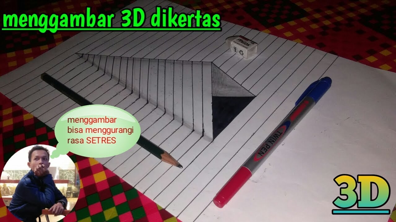 gambar ilusi optik 3d mudah ditiru di kertas belajar 