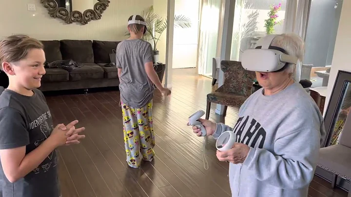 Forcier boys teaching nana to use the oculus and p...