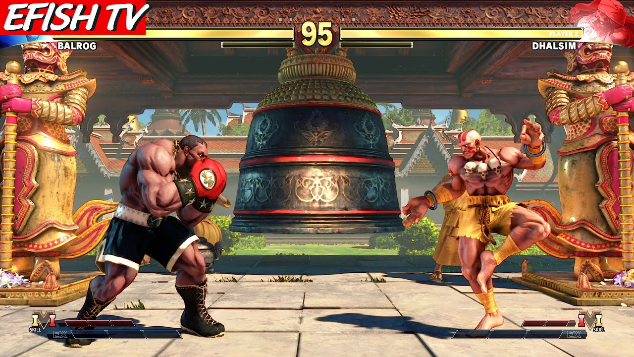 Shirtless Balrog vs Classic Dhalsim (Hardest AI) - STREET FIGHTER V