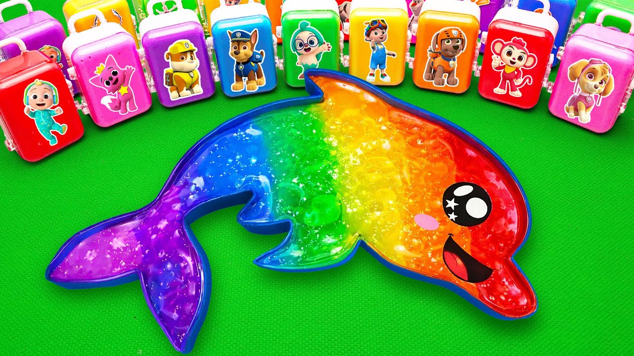 How to make Rainbow Dolphin Slime Bathtub by Mixing Paw Patrol CLAY Eggs | Number B Satisfying ASMR