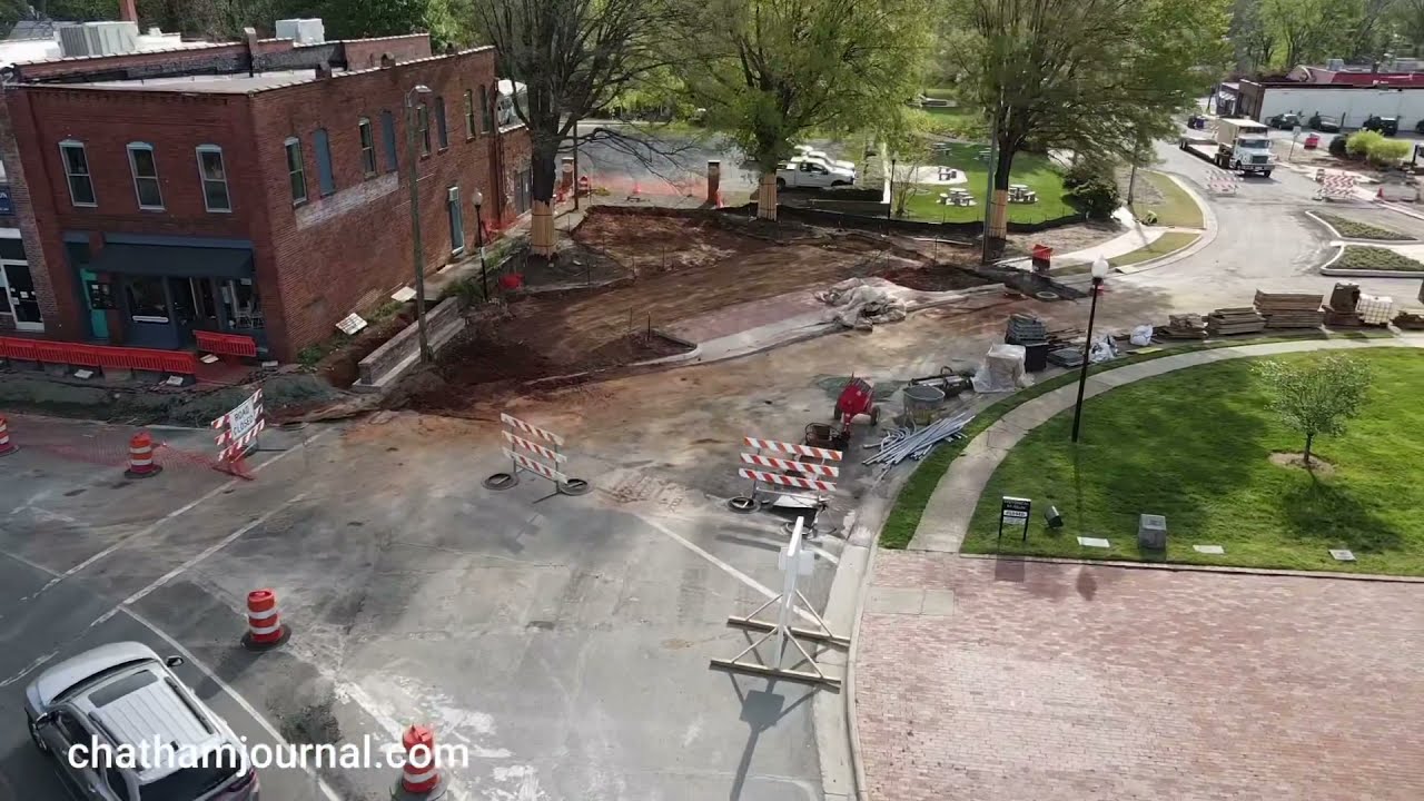 Bird’s eye view of Pittsboro traffic circle project - 4.13.21