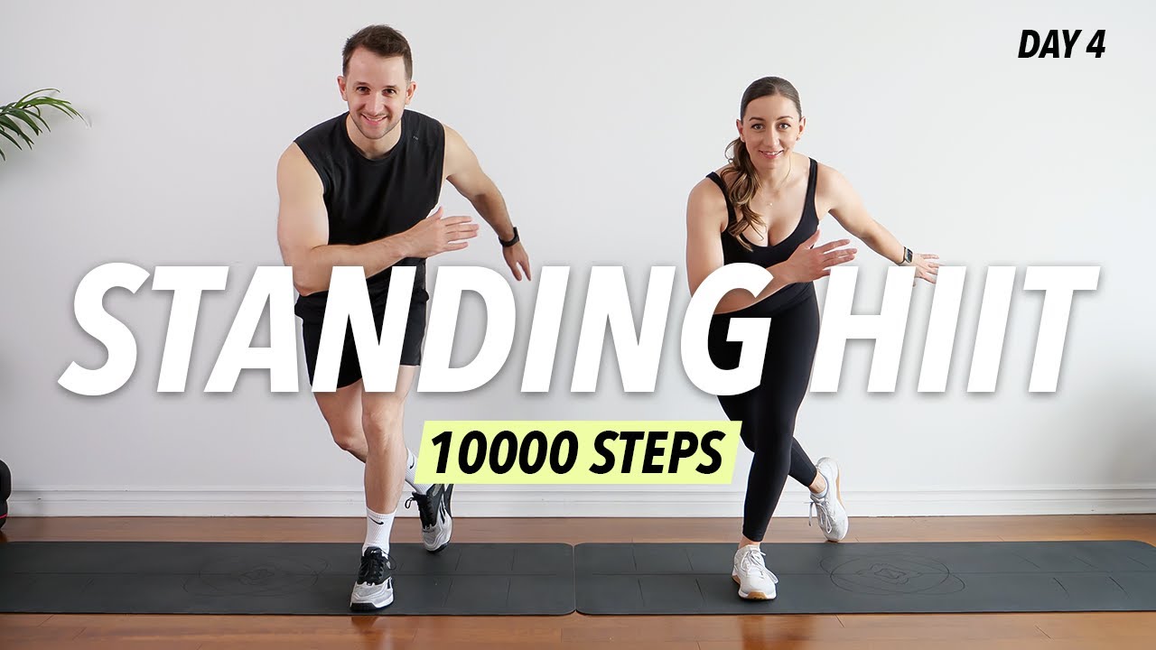 1 Hour ALL STANDING CARDIO HIIT Workout - 10000 steps for Fat Burn (No ...
