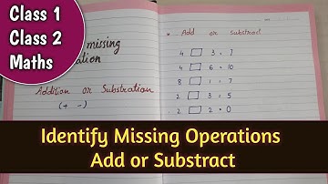 Missing Operations Math Class 1 Class 2 | Mental Math worksheet for Class 1