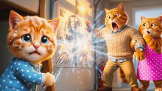 Ginger Kitten Locked Inside… Papa Cat’s Rescue Shocked Mama! 🐾🚪#papacat #cartoon #animation