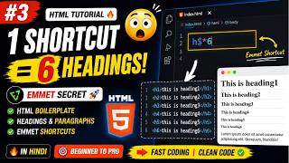 🔥 #3 HTML Boilerplate, Headings, Paragraph & Emmet Explained 🤯 | HTML Tutorial in Hindi