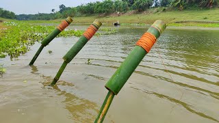 Unique Fishing Video 2023 | Village Boy Catching Fish With Bamboo Hook Trap In River (Part -3)