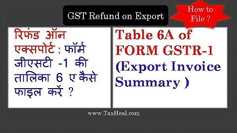Table 6A of GSTR 1  कैसे फाइल करें : GST Refund on exports