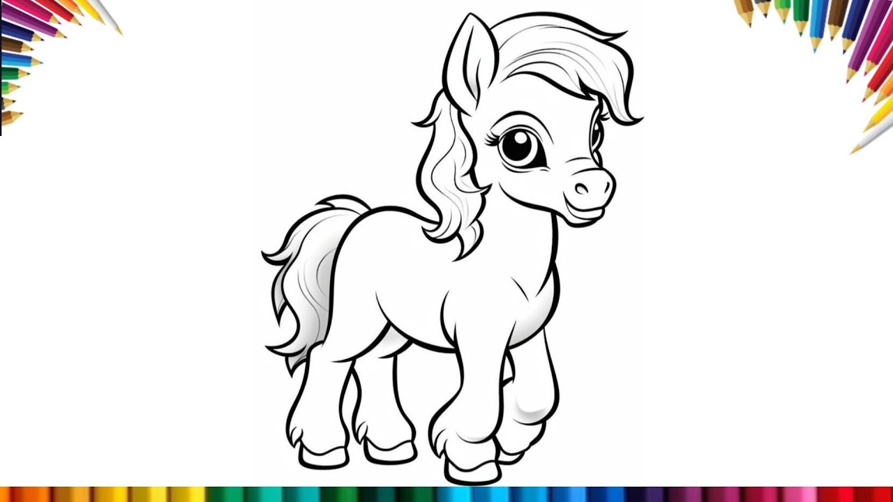 Easy Drawing Horse For Kids | Outline Horse Drawing 🐎 | How To make ...