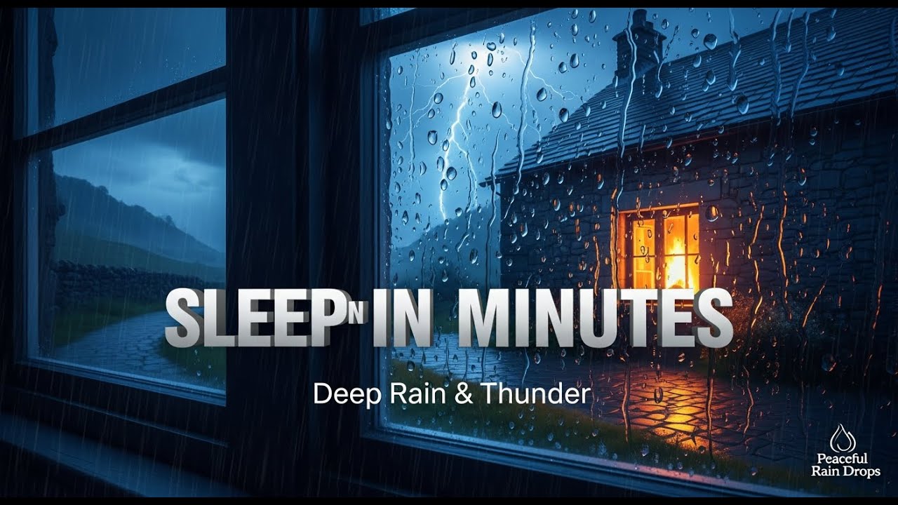 Gentle Rain and Thunder Sounds in HD 🌧️ Cozy Rural Village Ambience for Sleep and Relaxing 🏡