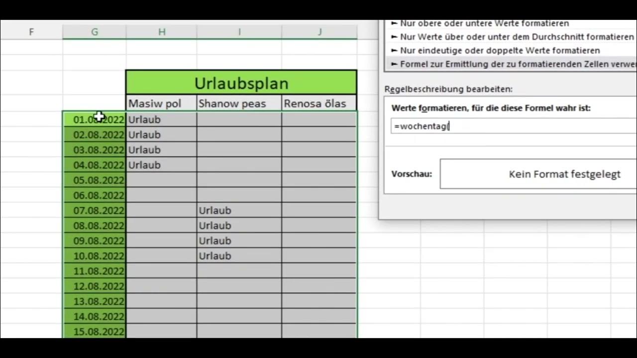  wochenende hervorheben mit der bedingte formatierung tutorial excel