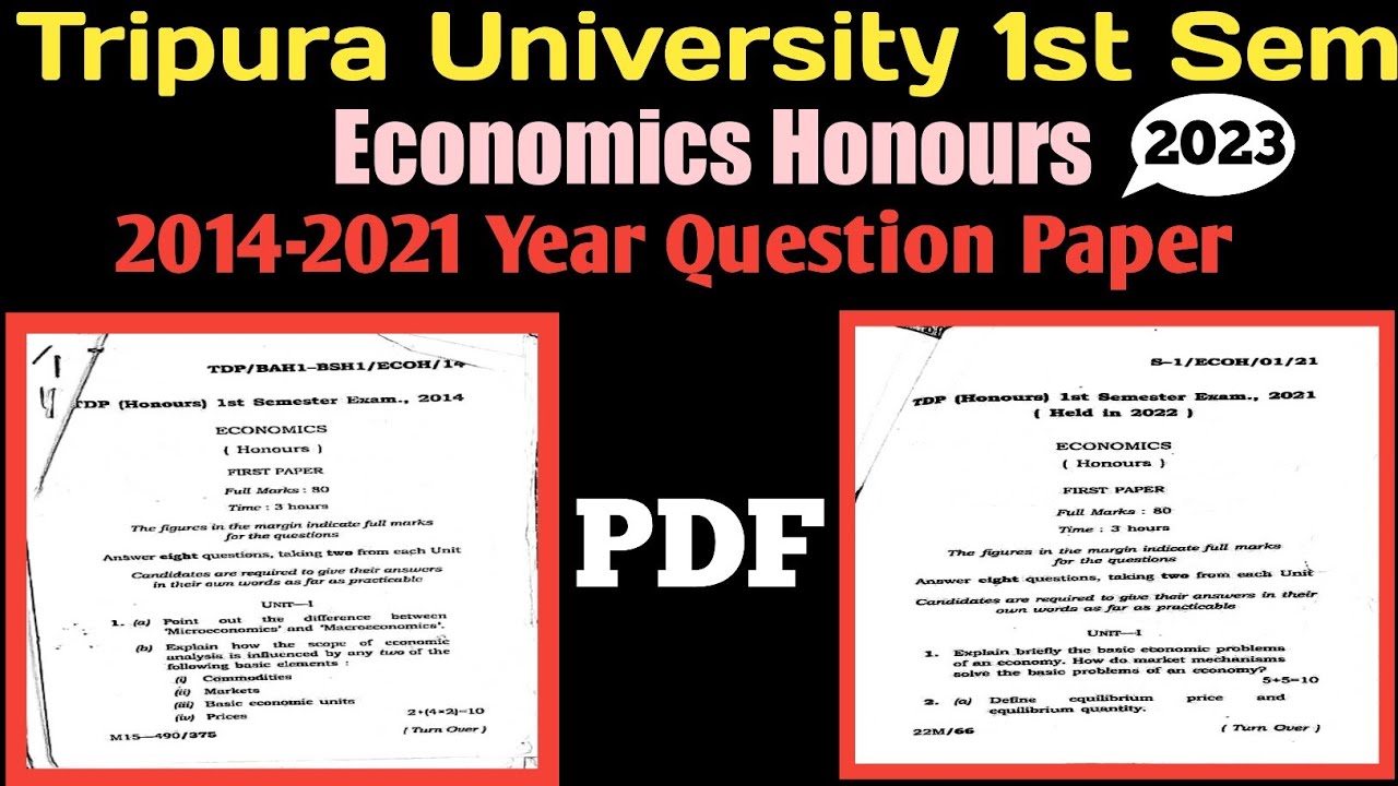 Tripura University 1st Semester Economics Honours 20142021 Year