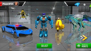 Flying limo Robot car Transform : police robot game Android/iOS - Gameplay